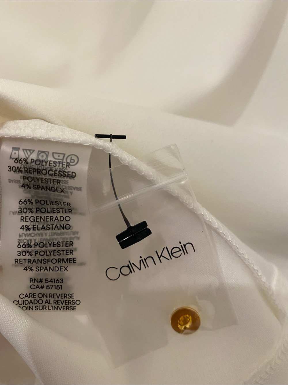 NWT Calvin Klein White Sleeveless Blouse Top With Gold Tone Embellishments L - Picture 8 of 10